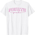 Back to School 4th Fourth Grade Toile Pink Floral Teacher T-Shirt