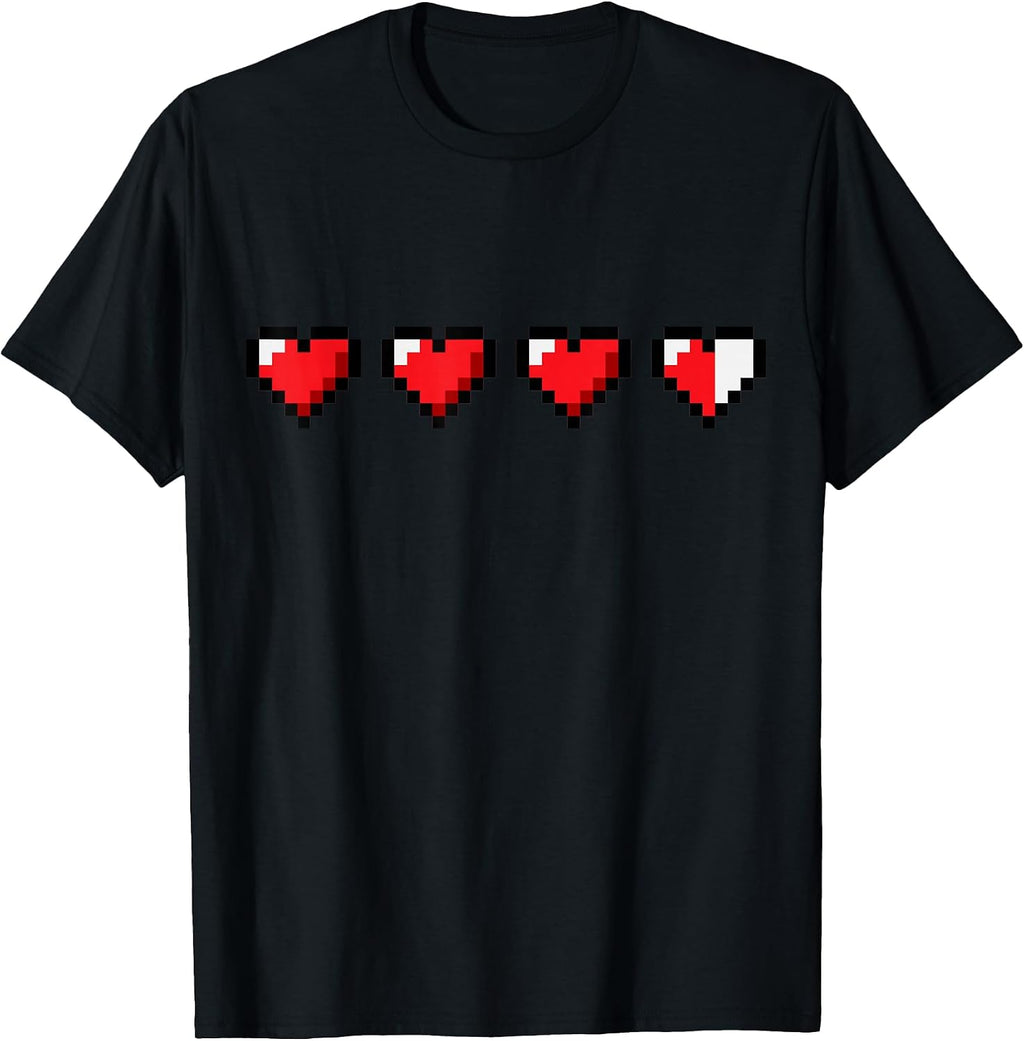 Retro Video Game Pixel Heart Health Bar 80s 90s Gamer Gaming T-Shirt