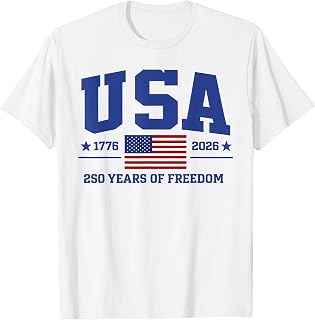 Patriotic USA -1776 2026, 250 Years of Freedom 4th of July T-Shirt