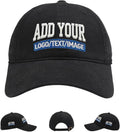 Custom Embroidered & Printed Hats for Men Women - Personalized Baseball Cap with Your Logo/Text, Vintage Dad Hat Style (Black)