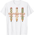 Preppy Pencil Bow PNG Teacher Squad Coquette Back to School T-Shirt
