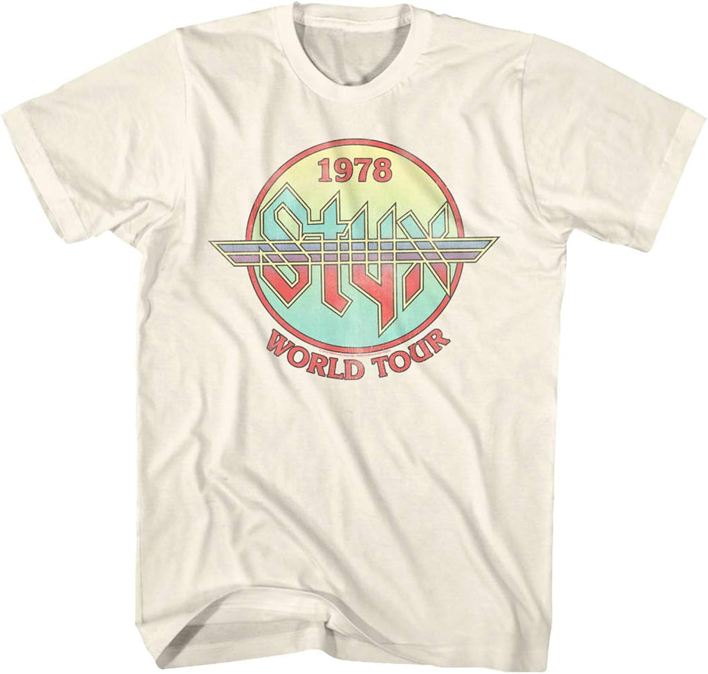 Styx Circle 1978 World Concert Tour Music American Rock Band Adult T-Shirt 70s Graphic Tee