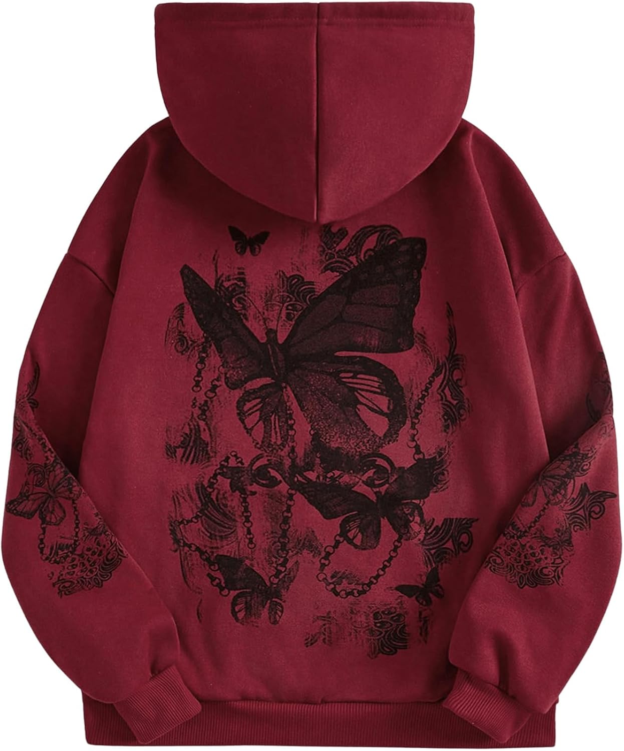 Women's Graphic Hoodies Heart Print Drawstring Long Sleeve Pocket Sweatshirt Pullover Tops