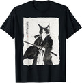 Samurai Cat Warrior Ink - Japanese Art Feline Katana T-Shirt