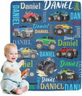 Custom Throw Blanket for Kids Boys, Personalized Car Fleece Blanket with Name Soft Cartoon Blanket for Christmas Birthday Shower Gift