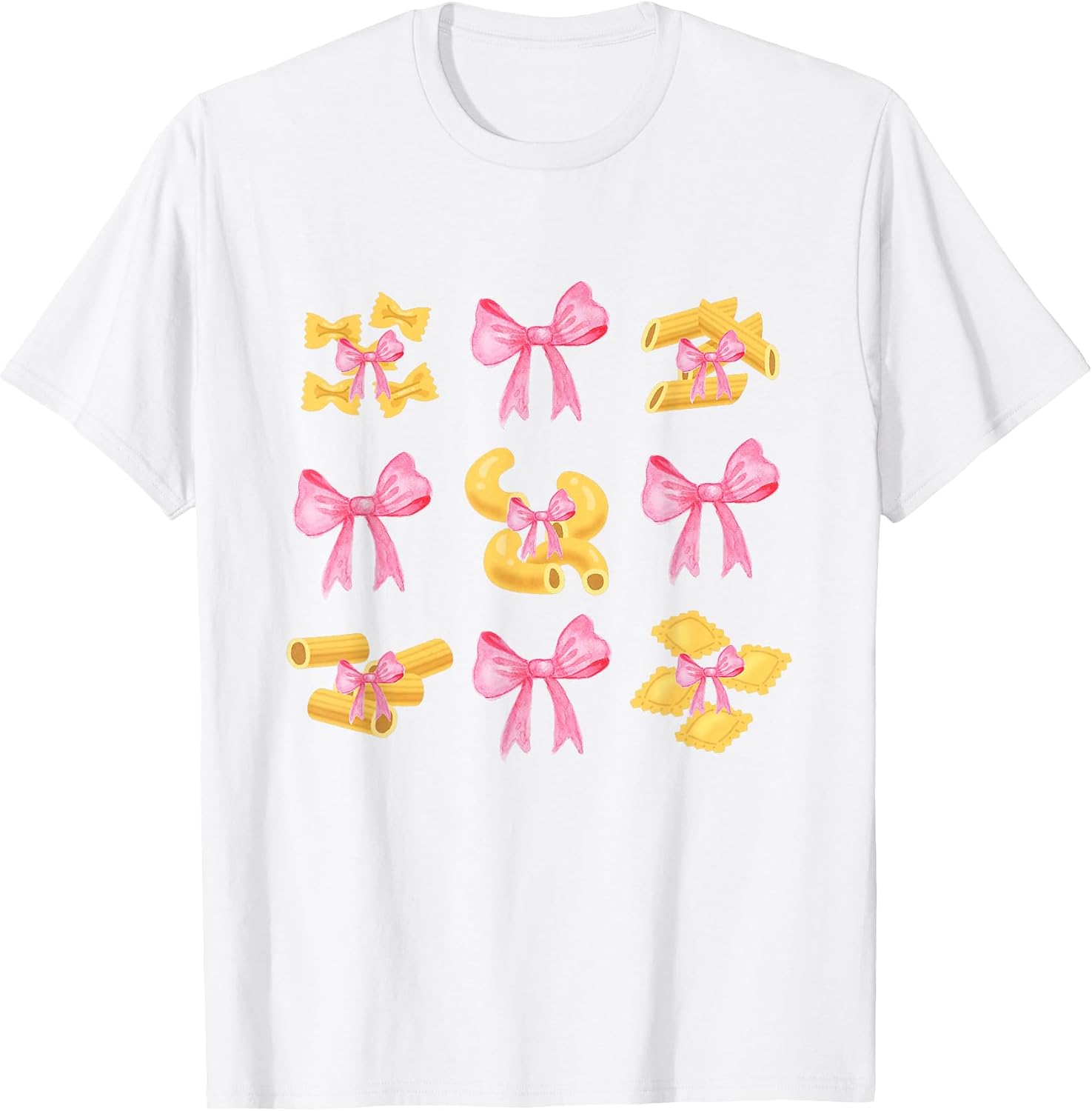 Pink Bows Cute Coquette pasta y2k Clean Girl Aesthetic foody T-Shirt