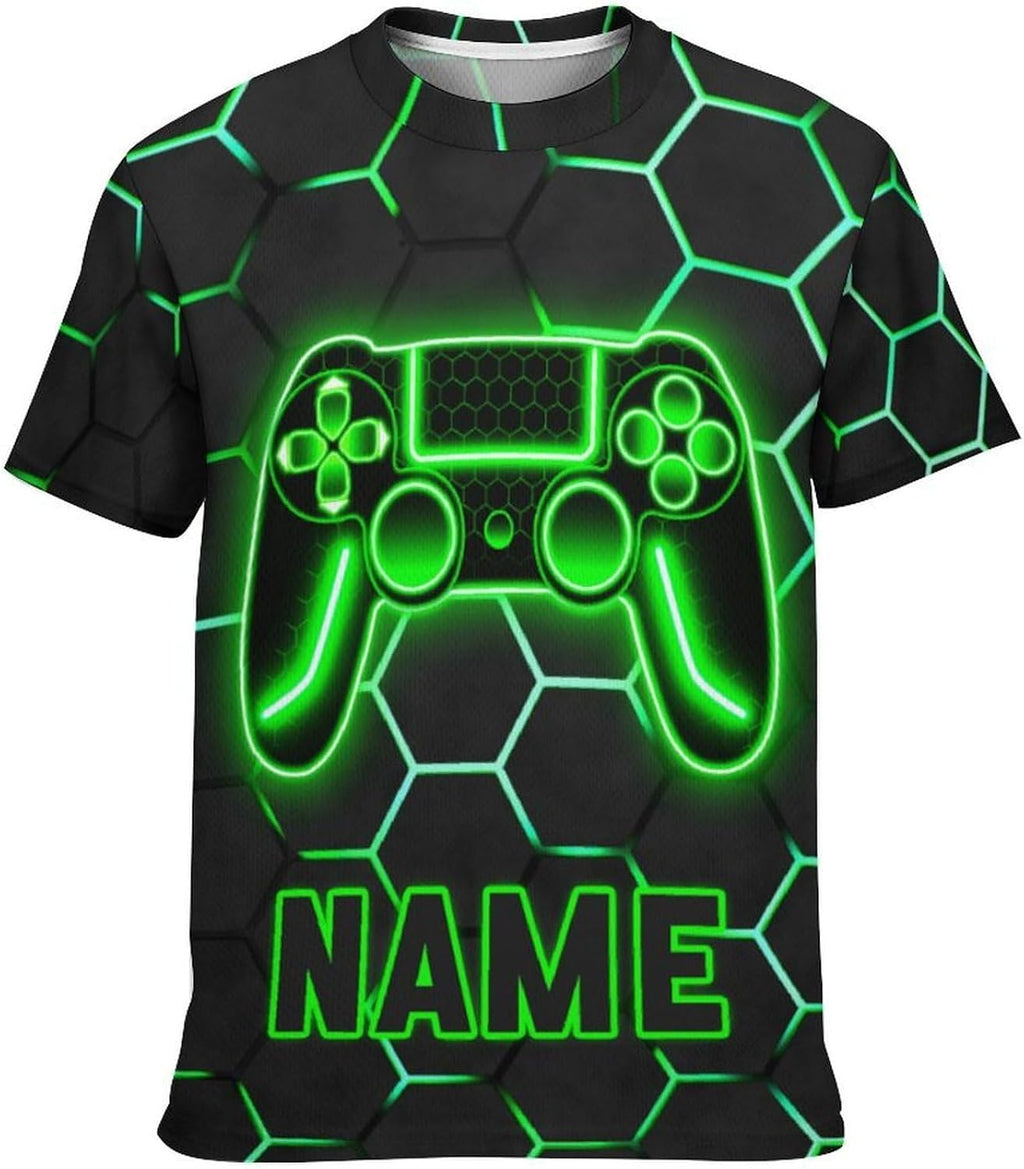 Personalized Kids T-Shirt - Custom Gaming Crewneck Tee Gifts for School, Short Sleeve Shirts for Boys Toddler