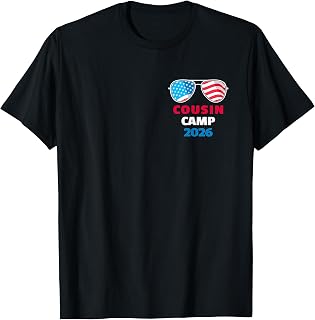 USA Cousin Camp 2026 Patriotic Sunglasses 4th of July 2 Side T-Shirt