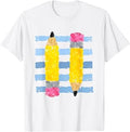 Pencil Stripes Fall Teacher Students Back to School T-Shirt
