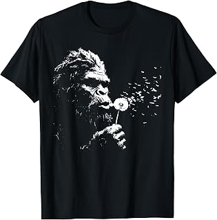 Bigfoot Blowing Dandelion Vintage Sasquatch Men Women Kids T-Shirt