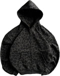Y2k Grunge Leopard Zip Up Hoodie Women Men Streetwear Jacket Oversized Emo Goth 2000s Graphic Hoodie
