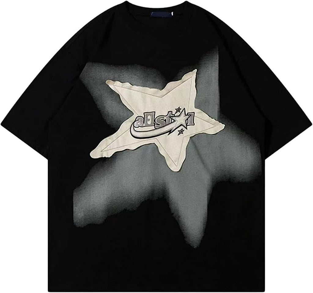 Y2K 90s Vintage Oversized T Shirts Star Graphic Tees Y2k Casual Unisex Streetwear Grunge Aesthetic Tops Clothes