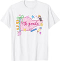 Cute Pennant Flag Pink First Day of 4th Grade Teachers Kids T-Shirt