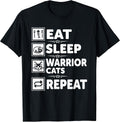 Cat & Cats Lover - Eat Sleep Warrior Cat Repeat - Cat T-Shirt