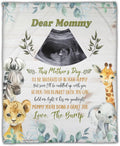 Gearpenguin Personalized Ultrasound Photo Baby Blanket, Mommy Safari Animals, Mothers Day Birthday Gifts for Mom, Mother, First Time Mom, Unique Gift for Wife from Husband, Custom Sonogram Picture