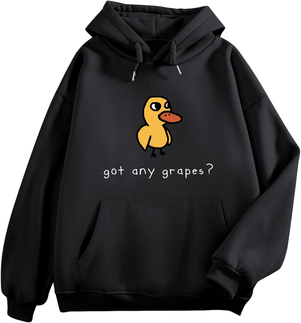 Cute Duck Graphic Hoodies for Teen Girls Kawaii Cartoon Hoodie Funny Sweatshirts Letter Print Pullover With Pocket