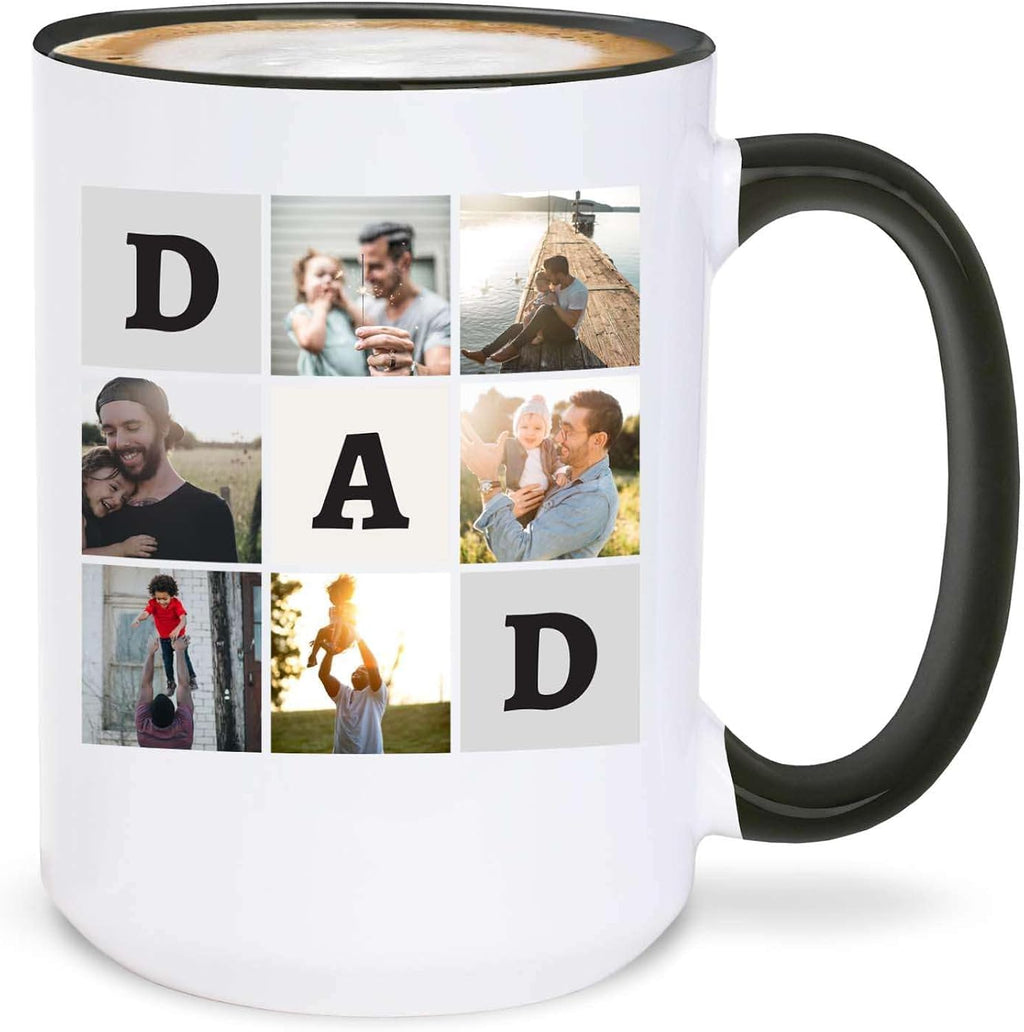 Custom Dad Photos Coffee Cup 15 oz. Personalized Father's Day Gift Ideas for Dad from Kids Taza Personalizadas