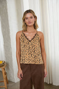 Leopard Print Lace Trim Cami