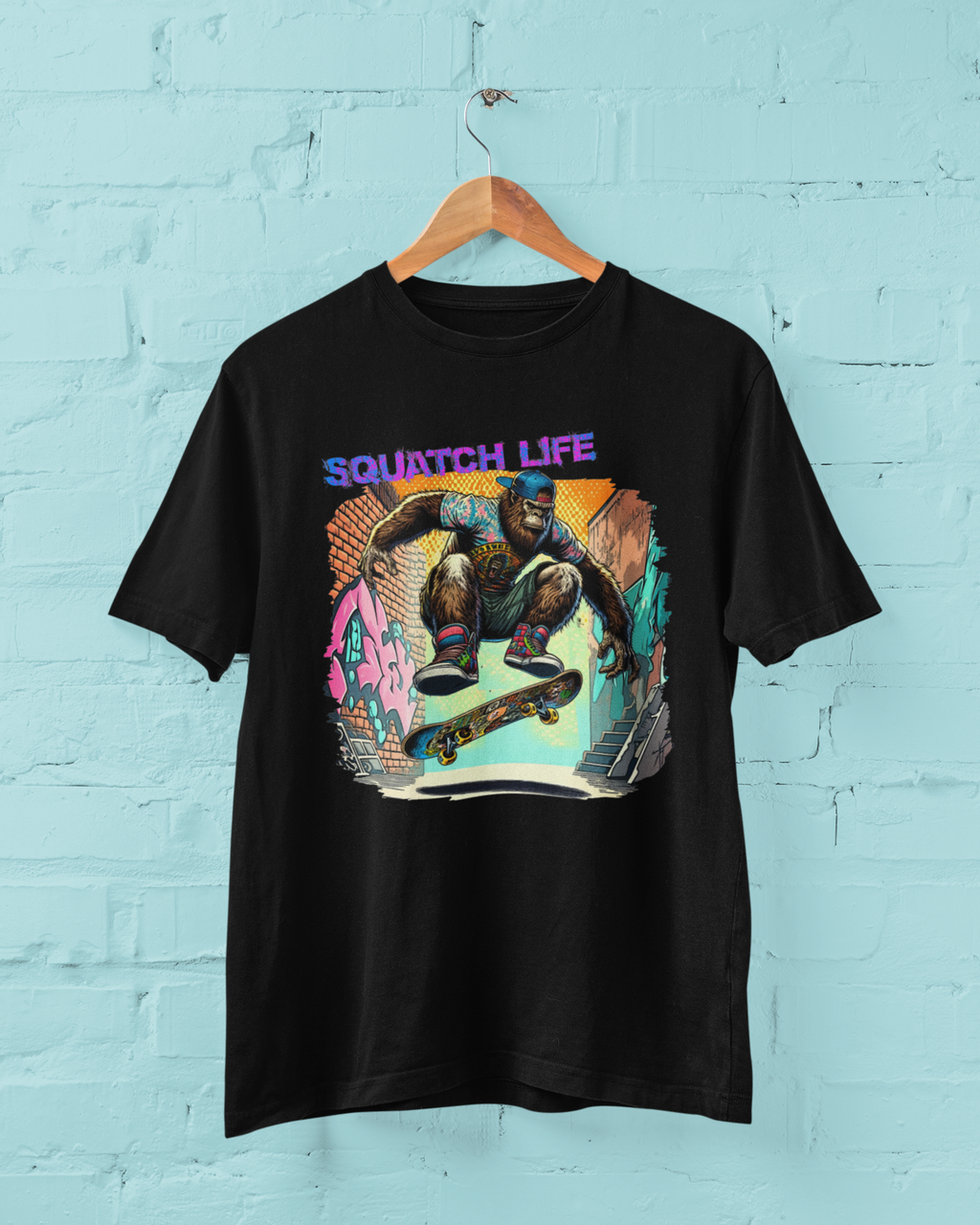 Skateboarder Squatch Life Tshirt - Choice of Colors
