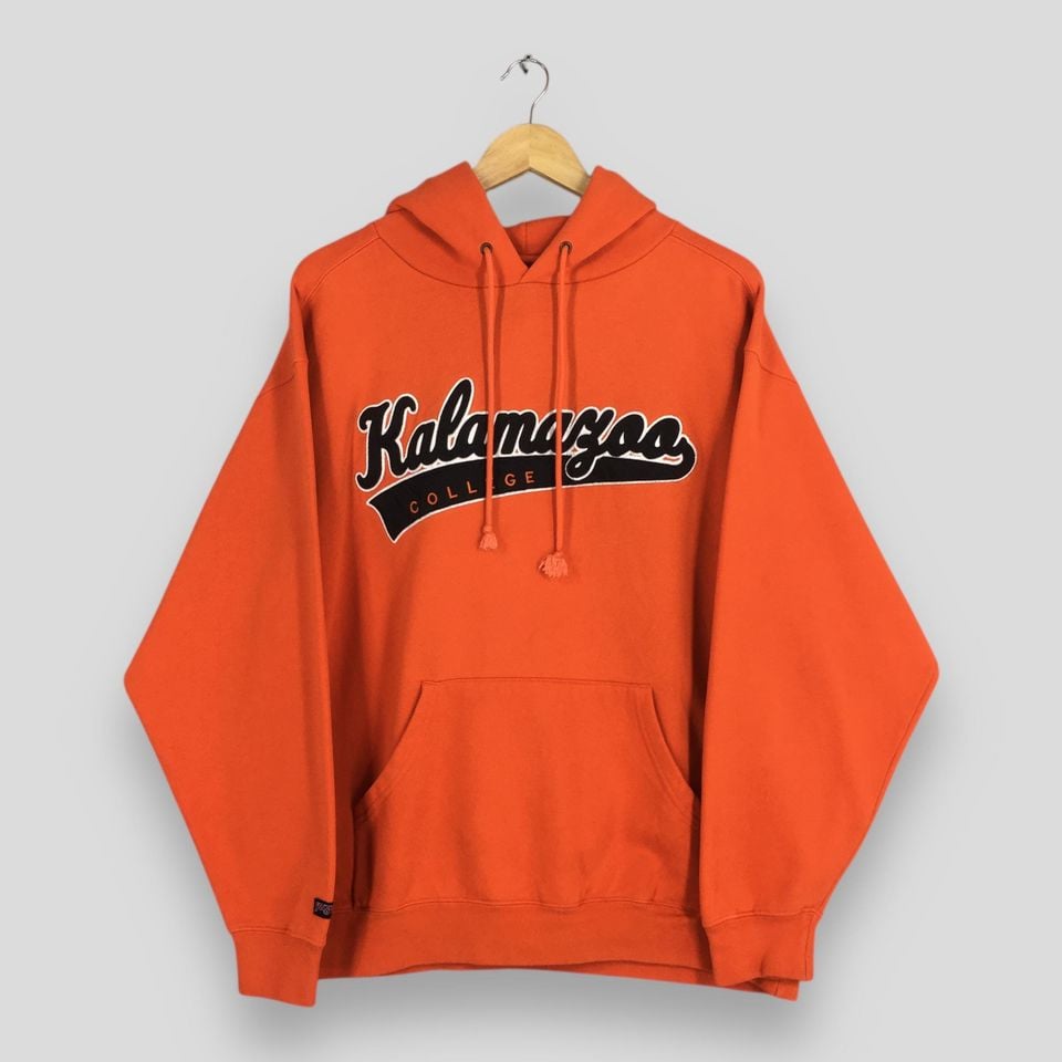 Vintage Kalamazoo College Michigan Hoodie Sweatshirt Large Kalamazoo College Embroidered Pullover Kalamazoo Hornets NCAA Sweater Size L