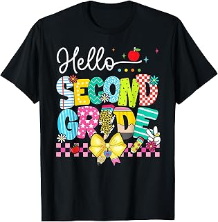 Hello Second Grade Back to School Bow Teachers Students T-Shirt
