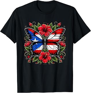Puerto Rican Day | Puerto Rico Butterfly Flag Women and Girl T-Shirt