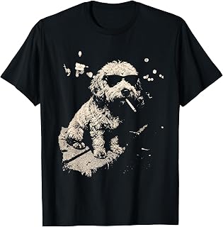 Funny Dog Smoking Goldendoodle Cigarette Cool Dog Design T-Shirt
