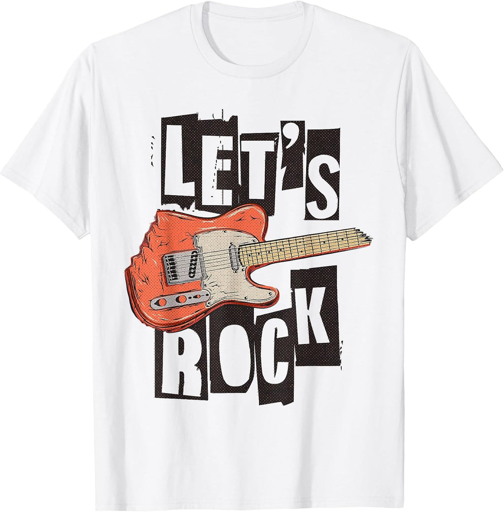 Let's Rock Electric Guitar Music Lover Band Guitarist Retro T-Shirt