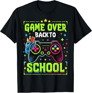 Vintage Game Over Back to School Boy Gaming Gift for Kids T-Shirt