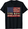 BBQ King Retro USA Flag Father's Day Bold Text Dad Papa T-Shirt