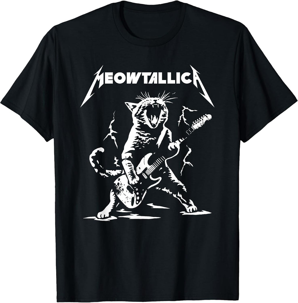 Meowtallica Funny Cat Kitten Lovers Playing Guitar T-Shirt