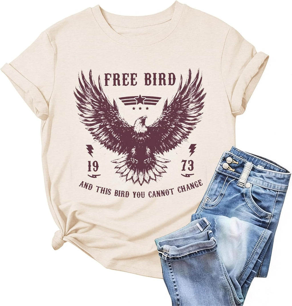 Nashville Country Concert Tops Vintage Rock and Roll Band Tshirts for Women Music City Guitar Eagle Wings Graphic Tees