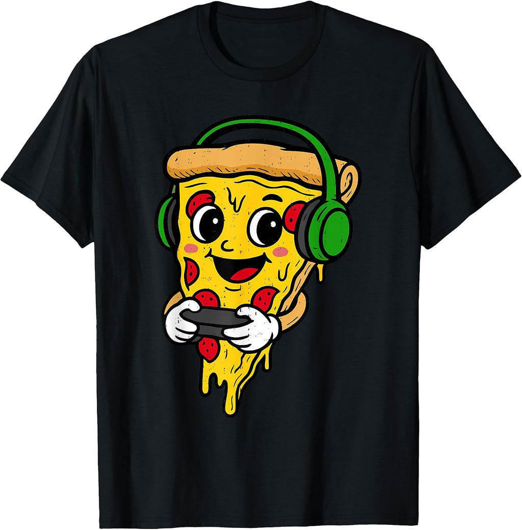 Funny Gamer Pizza Video Game Gaming Fast Food Men Boys Kids T-Shirt