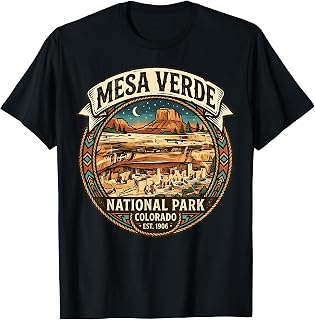 Mesa Verde National Park Colorado Retro Cliff Dwelling Badge T-Shirt