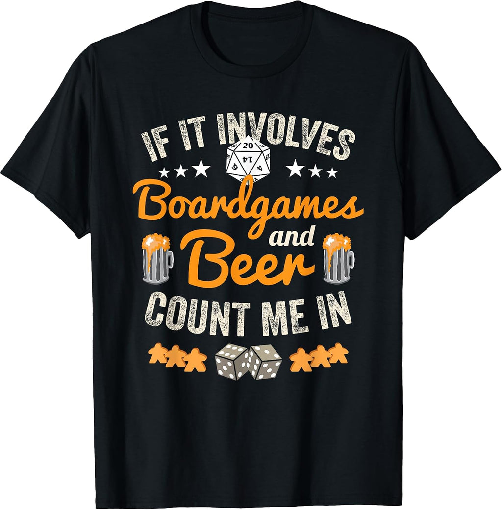 Board Games and Beer T Shirt for Gamer and Drinker T-Shirt