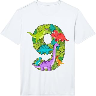 9th Birthday Nine Years Old Dinosaur Theme Party Aesthetic Performance T-Shirt
