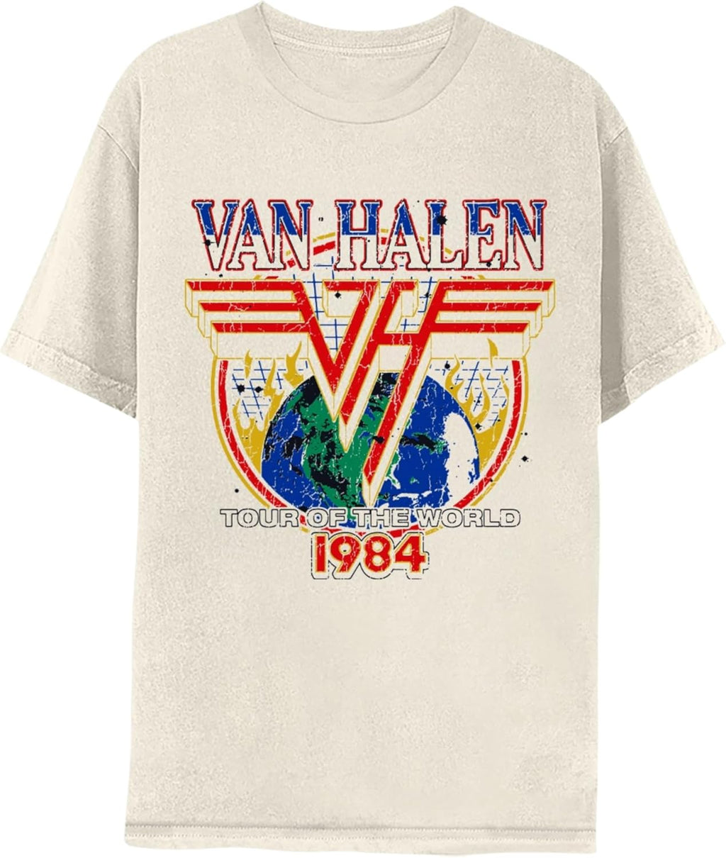 Van Halen 1984 World Tour Adult Short Sleeve T Shirt American Rock 80s Music Vintage Style Graphic Tees