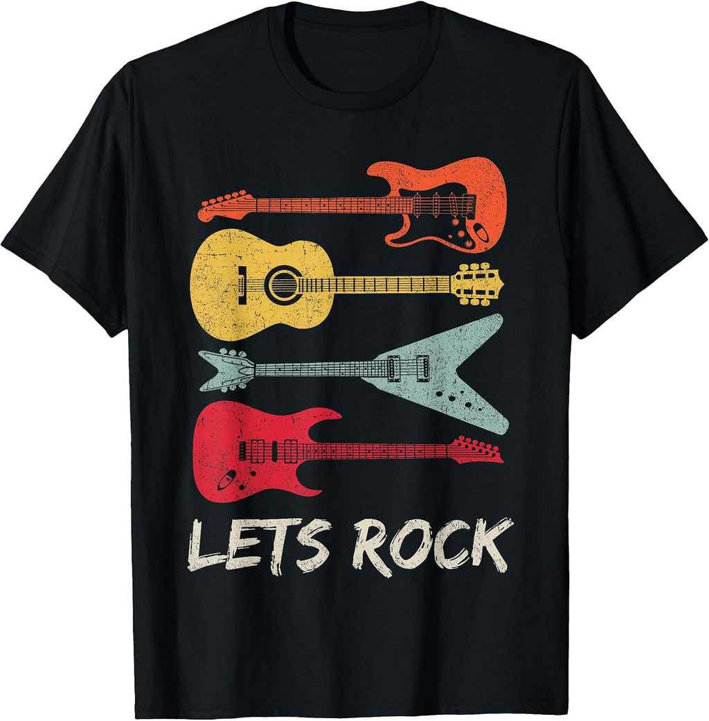 Lets Rock n Roll Guitar Retro Gift Men Women T-Shirt