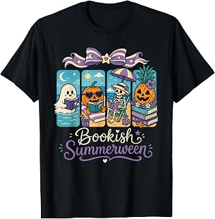Summerween Boo Reading Book Spooky Vibes Summer Vacay T-Shirt