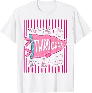 Pennants Striped 3rd Grade Girls Back to School Third Grade T-Shirt