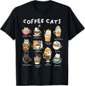 Cute Coffee Cats Kawaii Pun Funny Cat Lover Barista T-Shirt