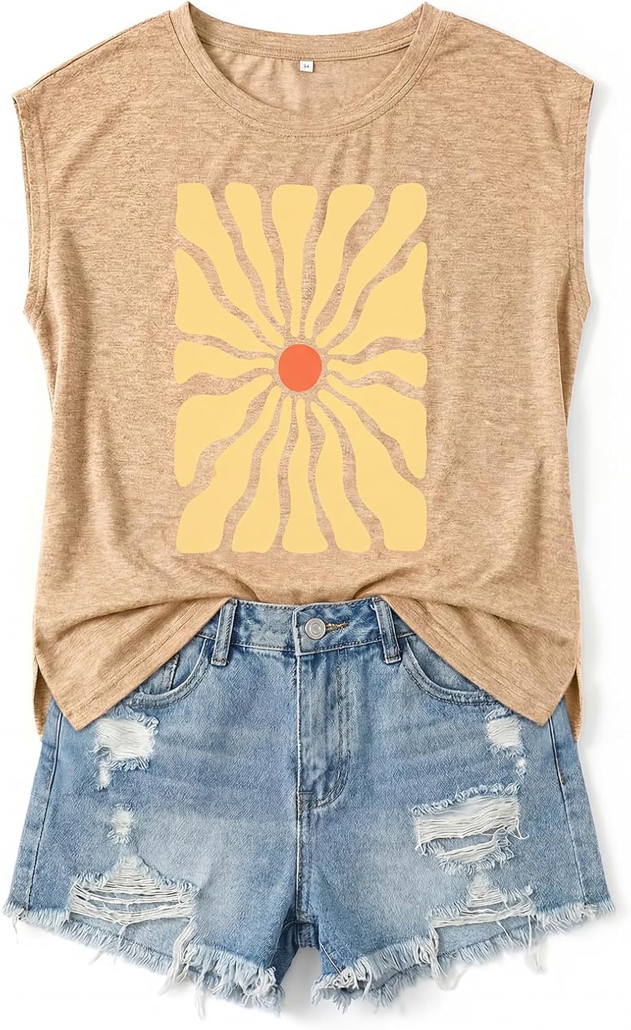 Graphic Tees for Women Summer Boho Print Vintage Tunic Top Crewneck Cap Sleeve Side Split Tops Floral Vacation Beach Shirts