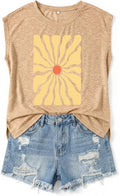 Graphic Tees for Women Summer Boho Print Vintage Tunic Top Crewneck Cap Sleeve Side Split Tops Floral Vacation Beach Shirts