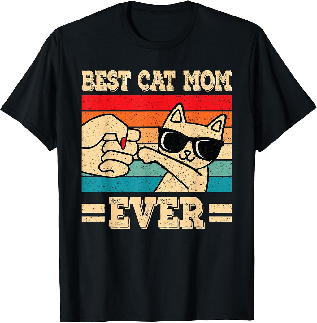 Best Cat Mom Ever Funny Vintage Kitten Lover Retro Women T-Shirt