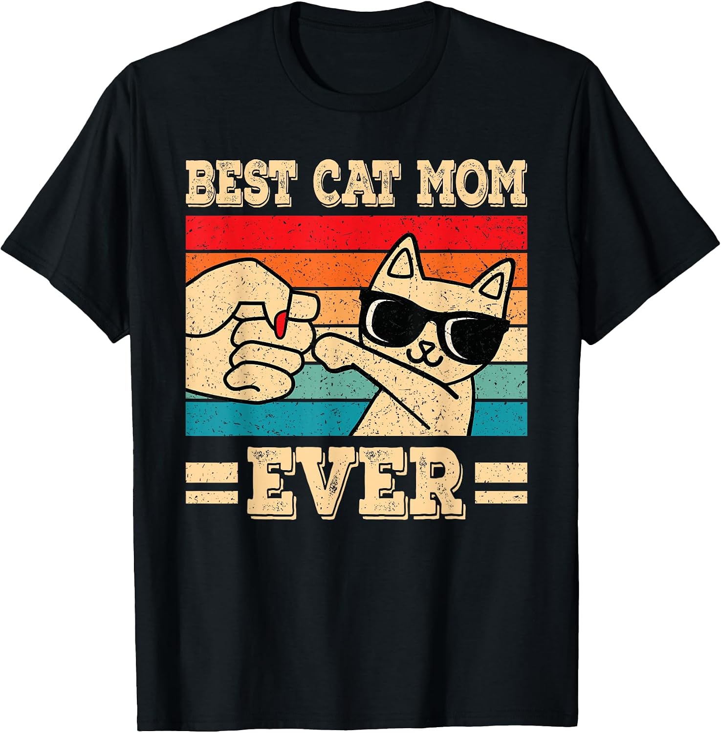 Best Cat Mom Ever Funny Vintage Kitten Lover Retro Women T-Shirt