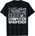 Unisex-Kids and Adults Black Modern Casual Gaming Computer Whisperer T-Shirt