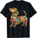 Floral Dachshund Cute Pet Dog Animal Lover Doxie Mama Women T-Shirt