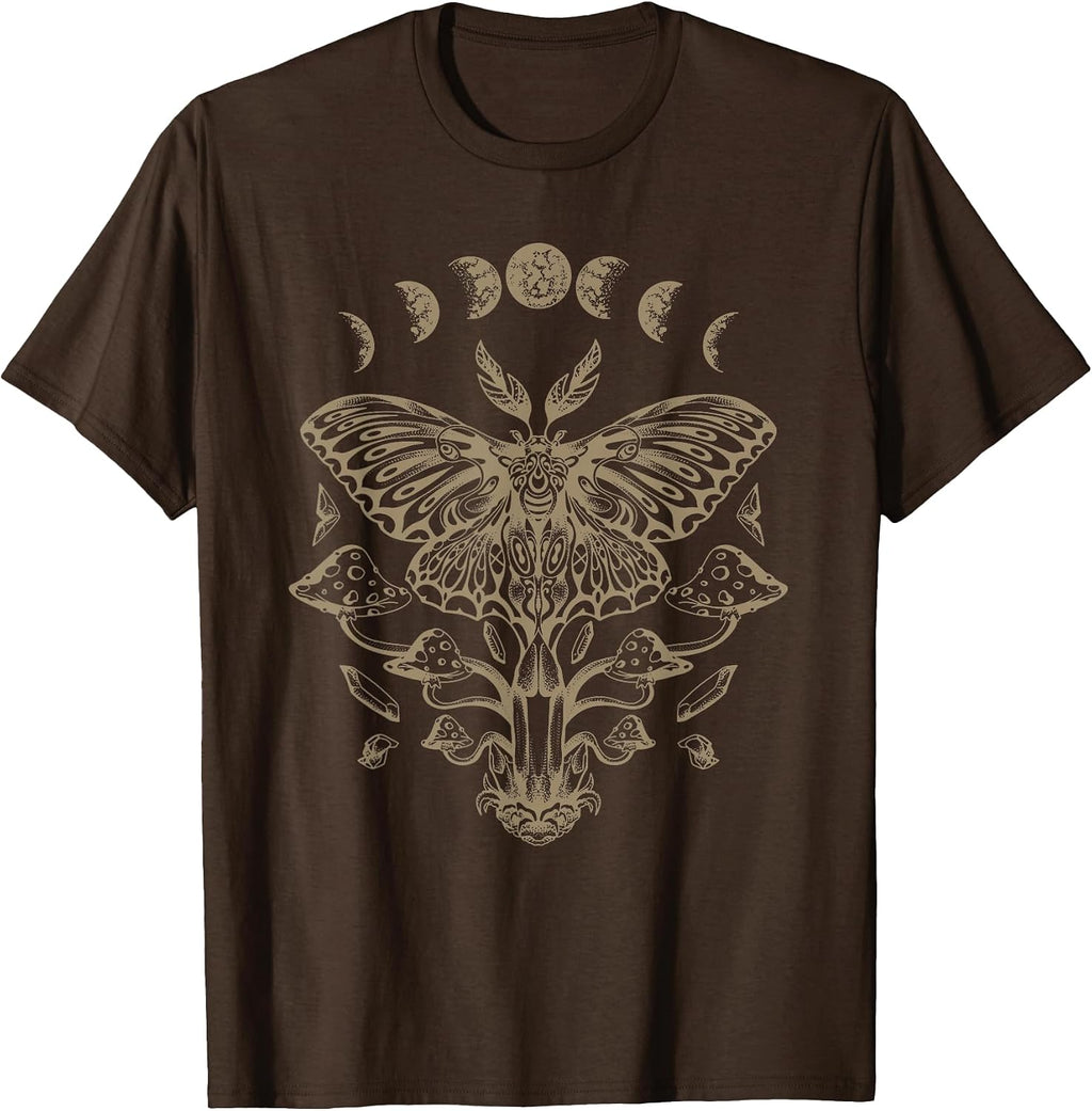 Butterfly Grunge Fairycore Aesthetic Luna Moth Mushrooms Y2K T-Shirt Small