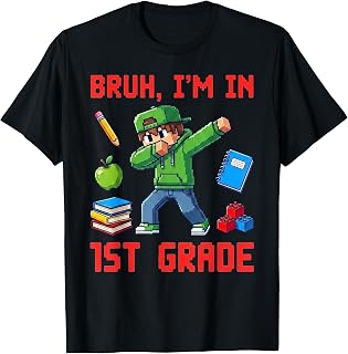Bruh Im in 1st Grade Funny Gamer Boy First Day of School T-Shirt