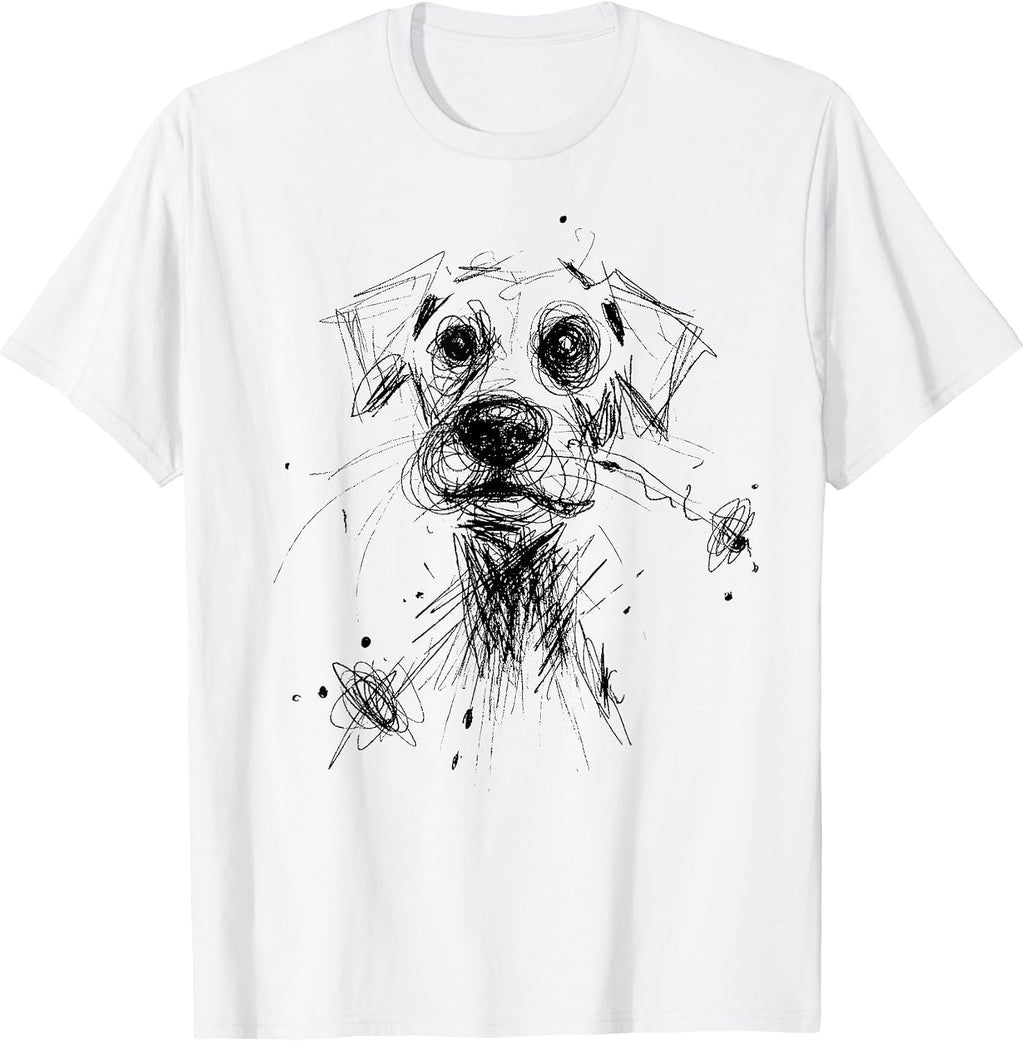 Dog Sketch Line Art Lover Abstract Scribble Art Puppy T-Shirt
